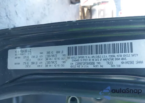 2015 Ram 1500 Tradesman z USA, uszkodzony, nr VIN 1C6RR6FG9FS645898